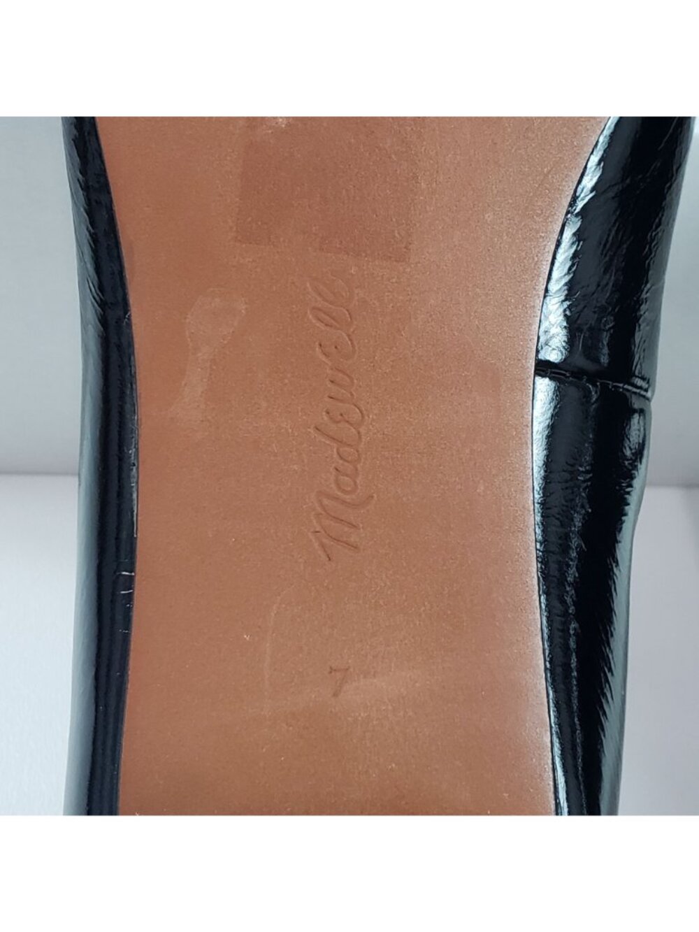 Madewell The Greta Pump True Black Crinkled Patent Leather Mary Jane Strap Sz 7M - Picture 10 of 15